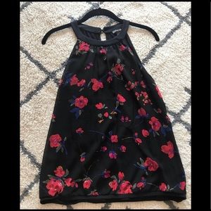 Express | Red Floral tank top blouse